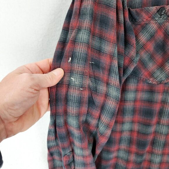 Harley Davidson Shirt Mens 3XL Red Gray Plaid Flannel Button Up Embroidered - Picture 4 of 11